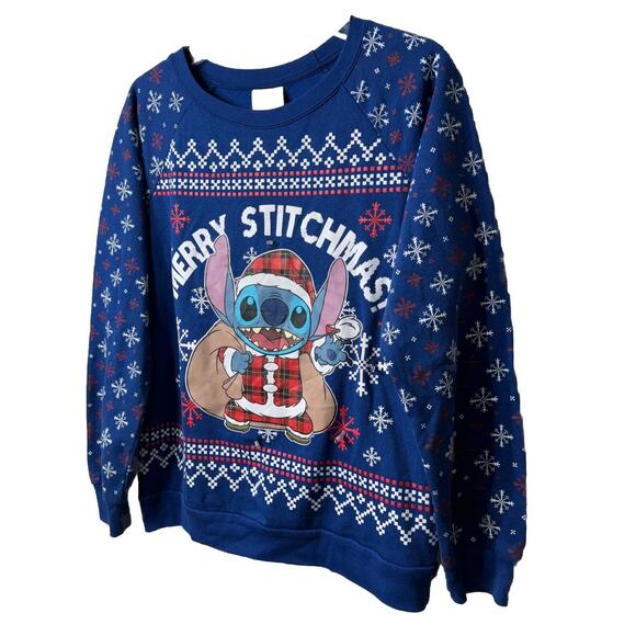 Disney Women Lilo & Stich Light-Up Ugly Sweater Merry Stitchmas Christmas Size M - Picture 2 of 14
